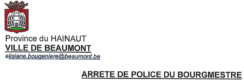 Arrêté de Police du Bourgmestre - Règlement sur les fontaines publiques
